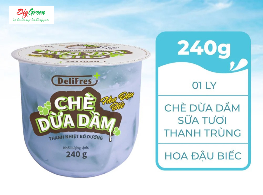 Chè Dừa Dầm DeliFres Hoa Đậu Biếc