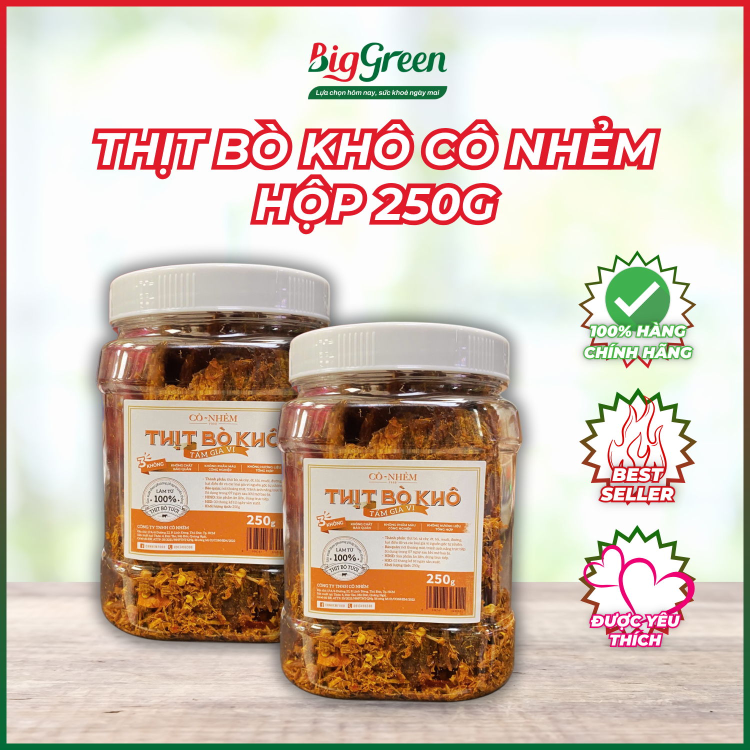 Thịt Bò khô Cô Nhẻm hộp 250g