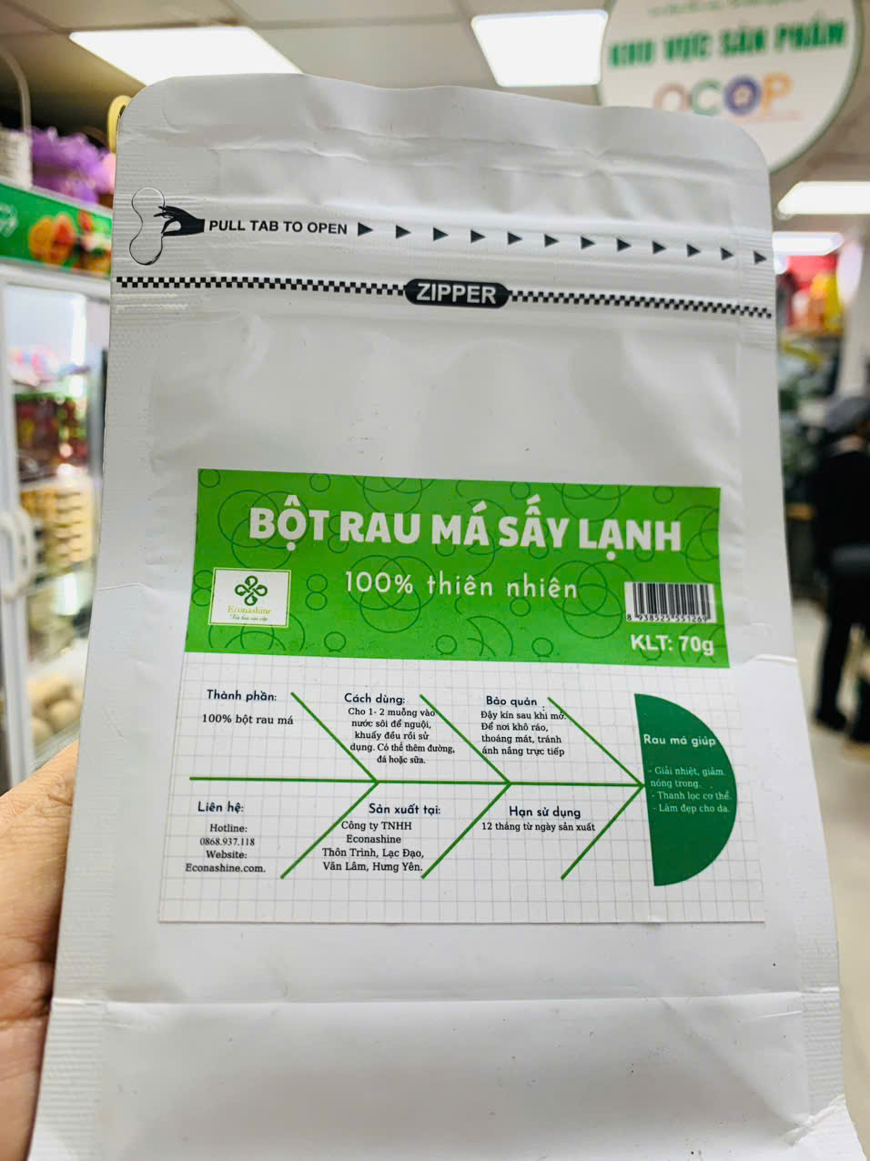 Bột rau má sấy lạnh